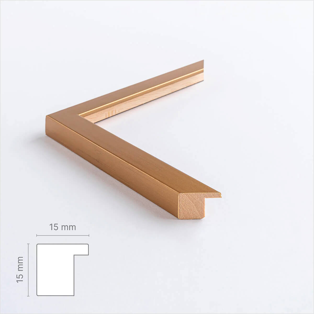 Mørk guld træramme - Smal (15 mm) - Specialmål