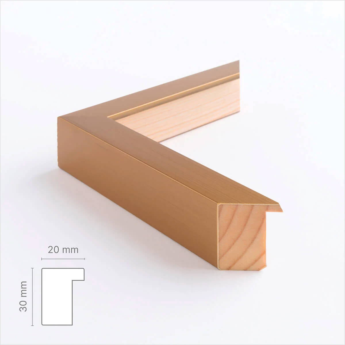 Mørk guld træramme - Bred (20 mm) - Specialmål