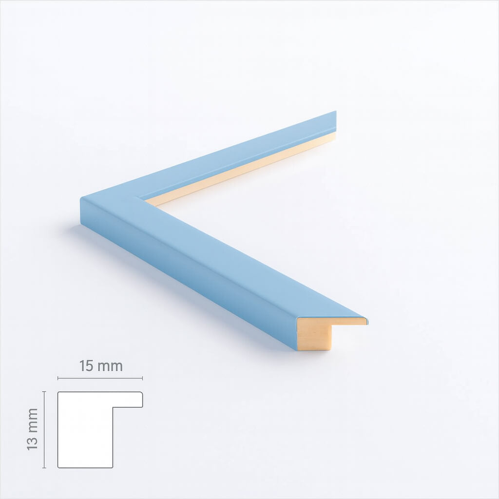 Lys blå mat træramme – Smal (15 mm) – A5 (15x21 cm)