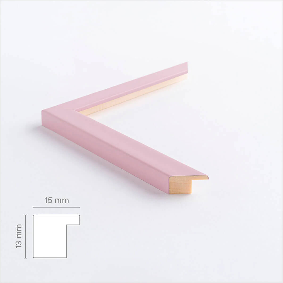 Lyserød mat træramme – Smal (15 mm) – A5 (15x21 cm)