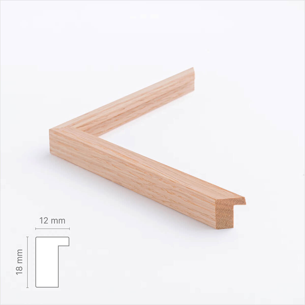 Massiv egetræsramme på mål - Smal (12 mm)