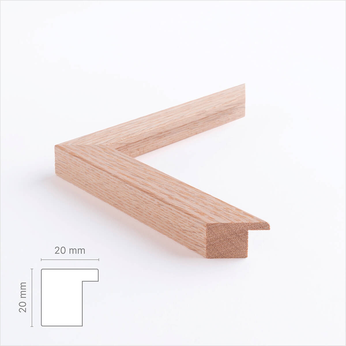 Massiv egetræsramme på mål - Bred (20 mm)