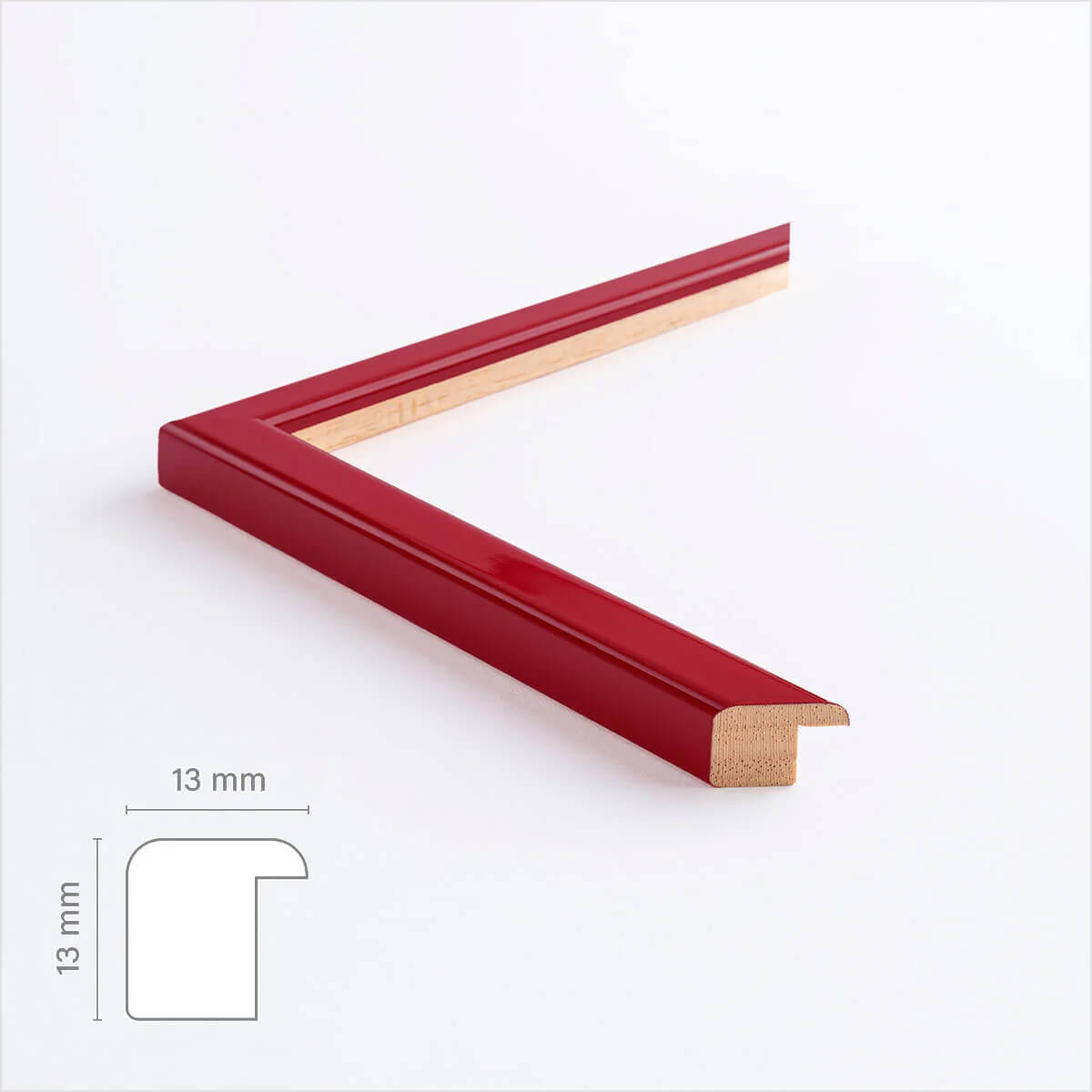 Mørk rød blank træramme - Smal (13 mm) - 30x30 cm