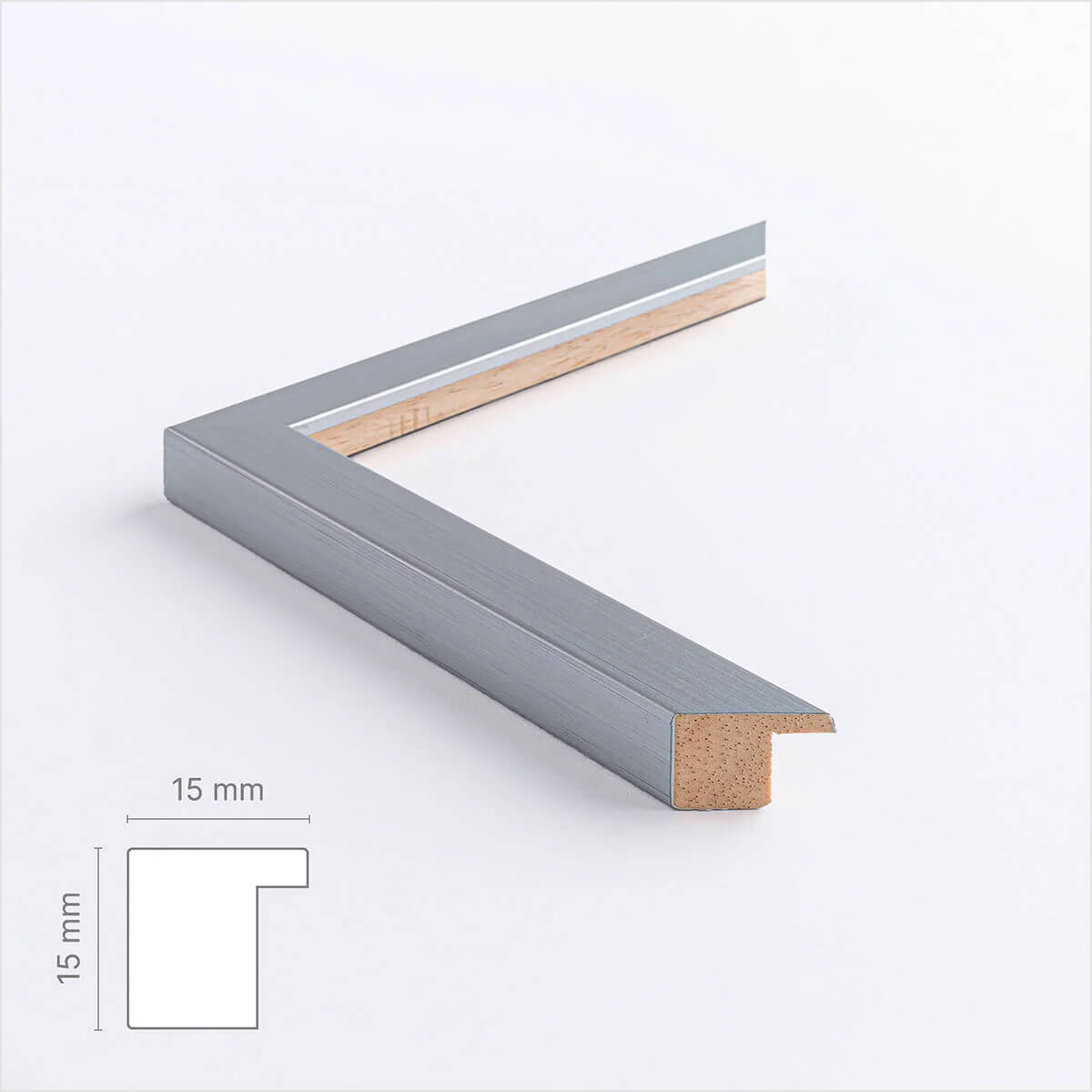 Sølv træramme – Smal (15 mm) – 40x50 cm