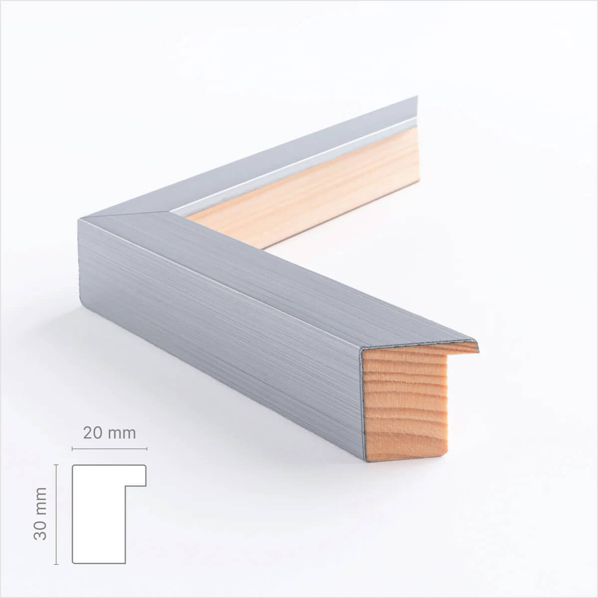 Sølv træramme – Bred (20 mm) – 60x80 cm