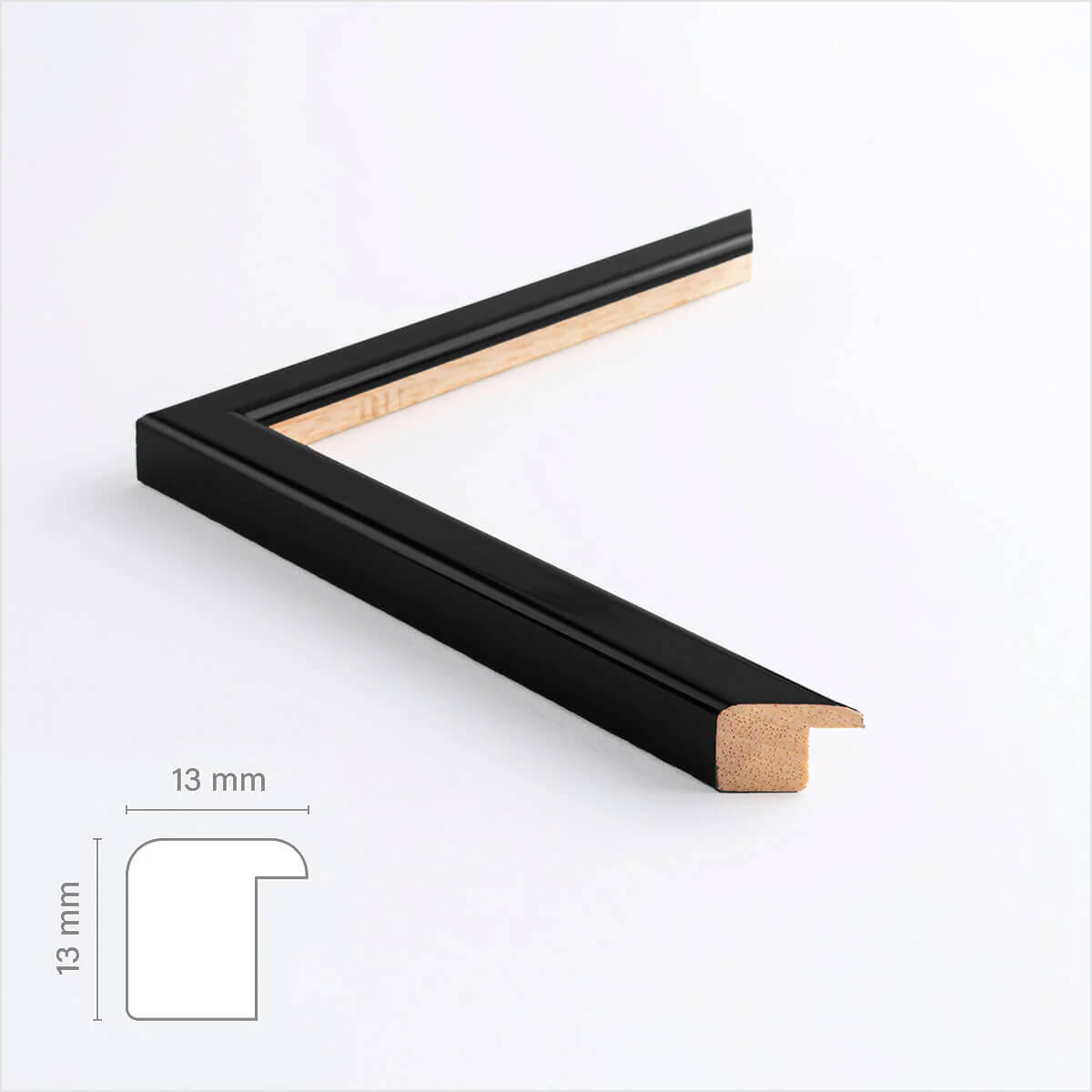 Sort blank træramme - Smal (13 mm) - 40x50 cm