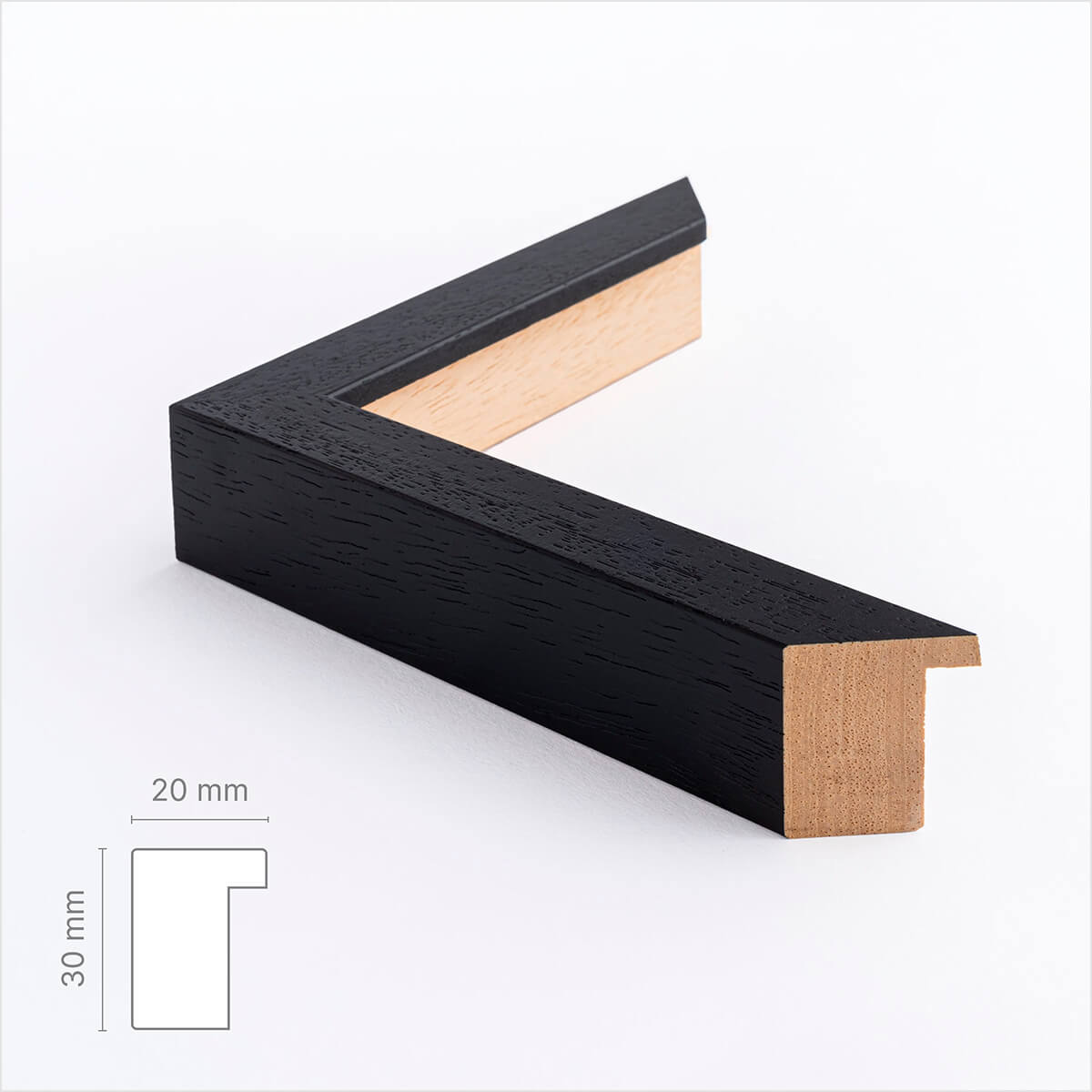 Sort træramme - Bred (20 mm) - 50x70 cm
