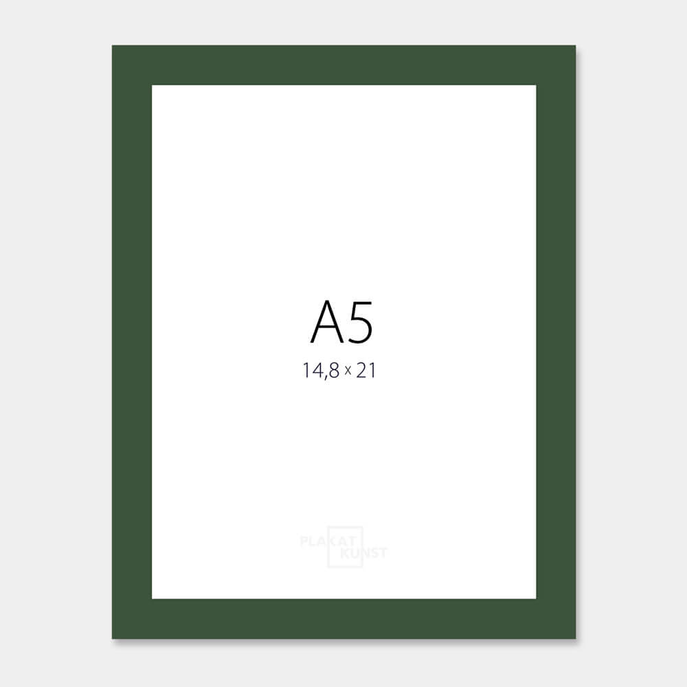 Mørk grøn mat træramme – Smal (15 mm) – A5 (15x21 cm)