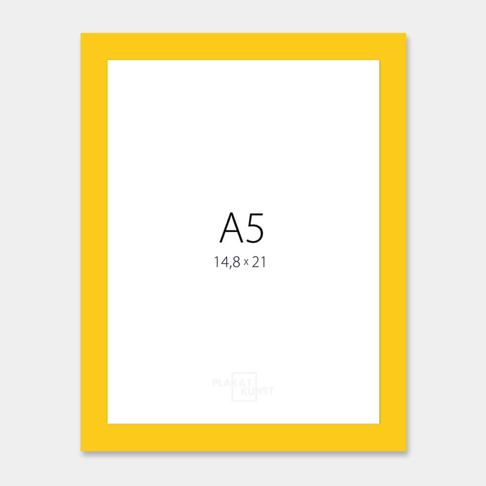 Gul blank træramme – Smal (14 mm) – A5 (15x21 cm)