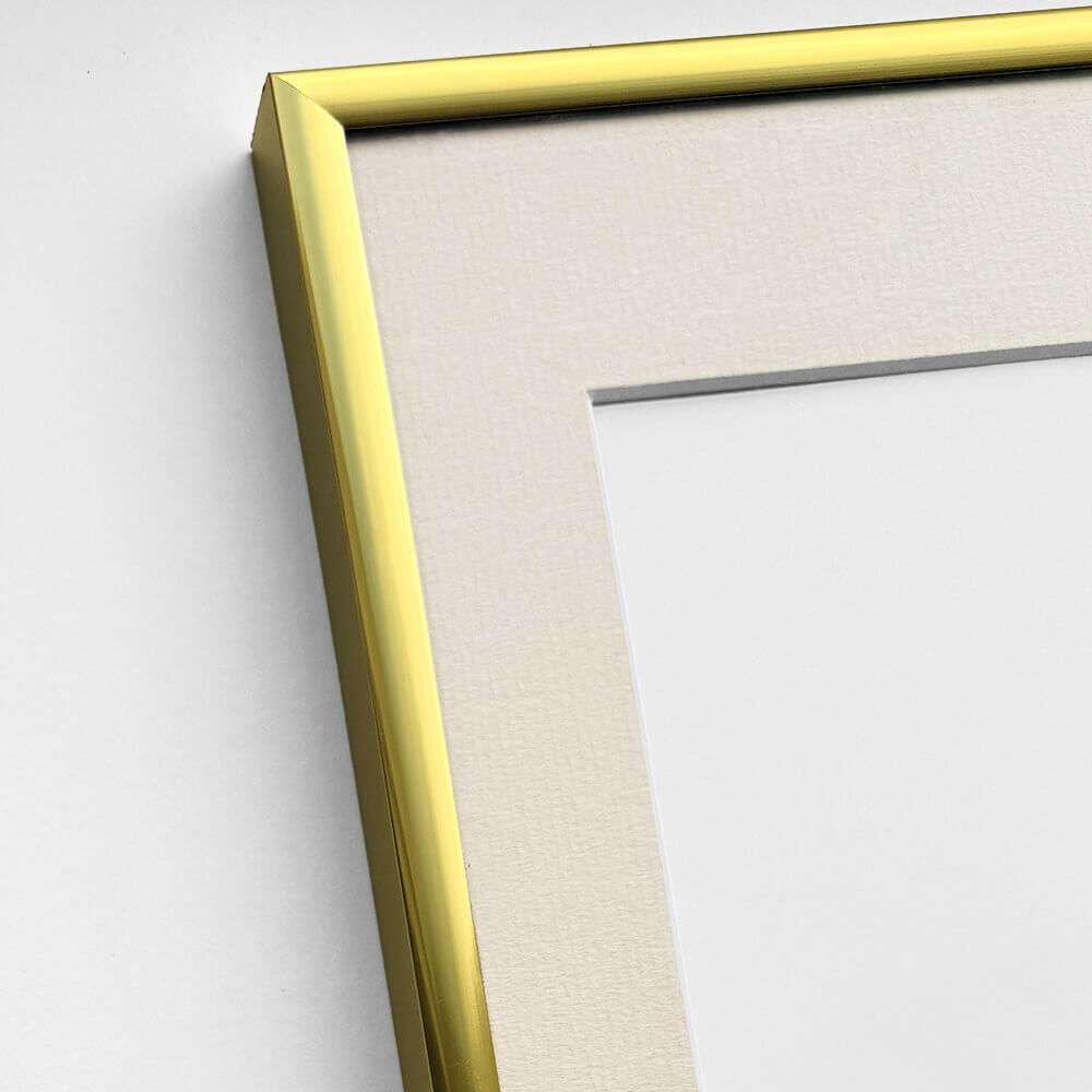 Guld aluramme – Smal (9 mm) – 70x70 cm