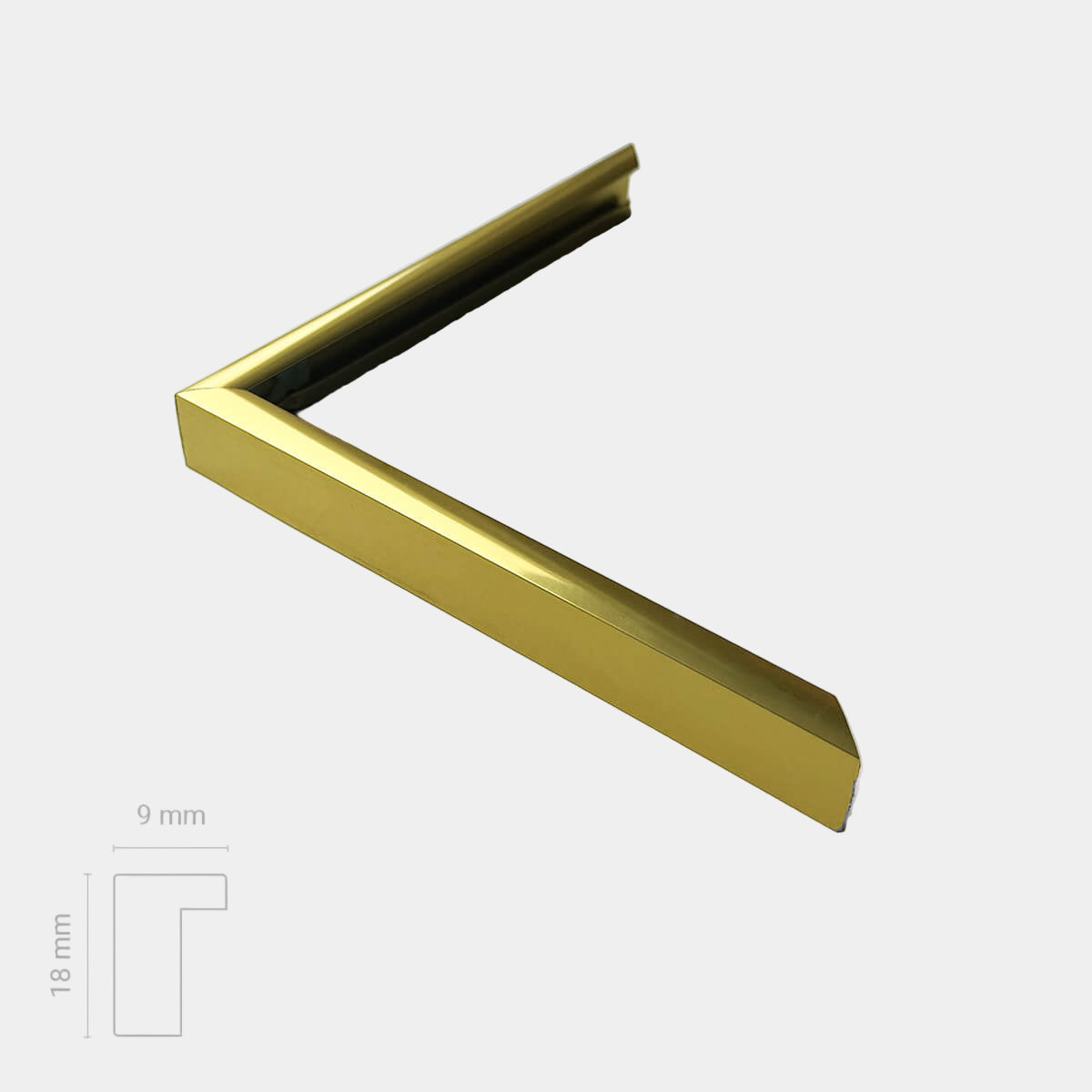 Guld aluramme – Smal (9 mm) – 60x80 cm