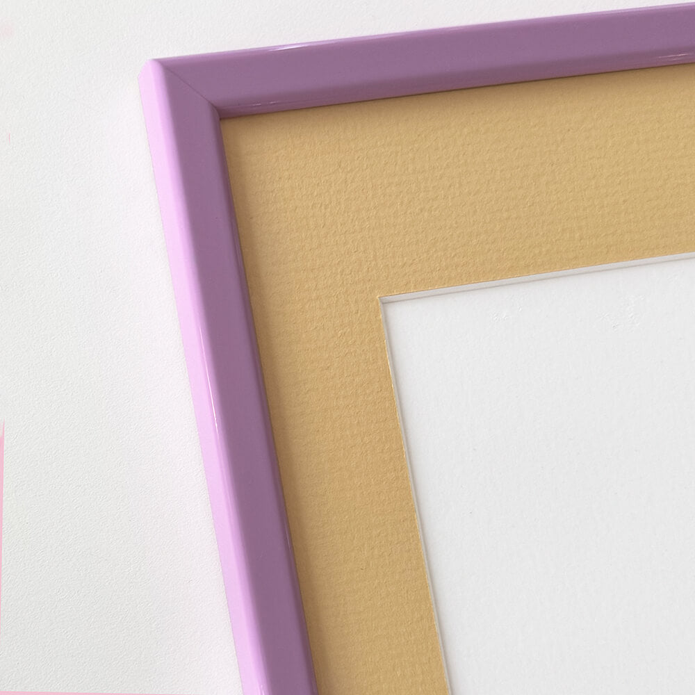 Lyserød blank træramme - Smal (13 mm) - 50x50 cm