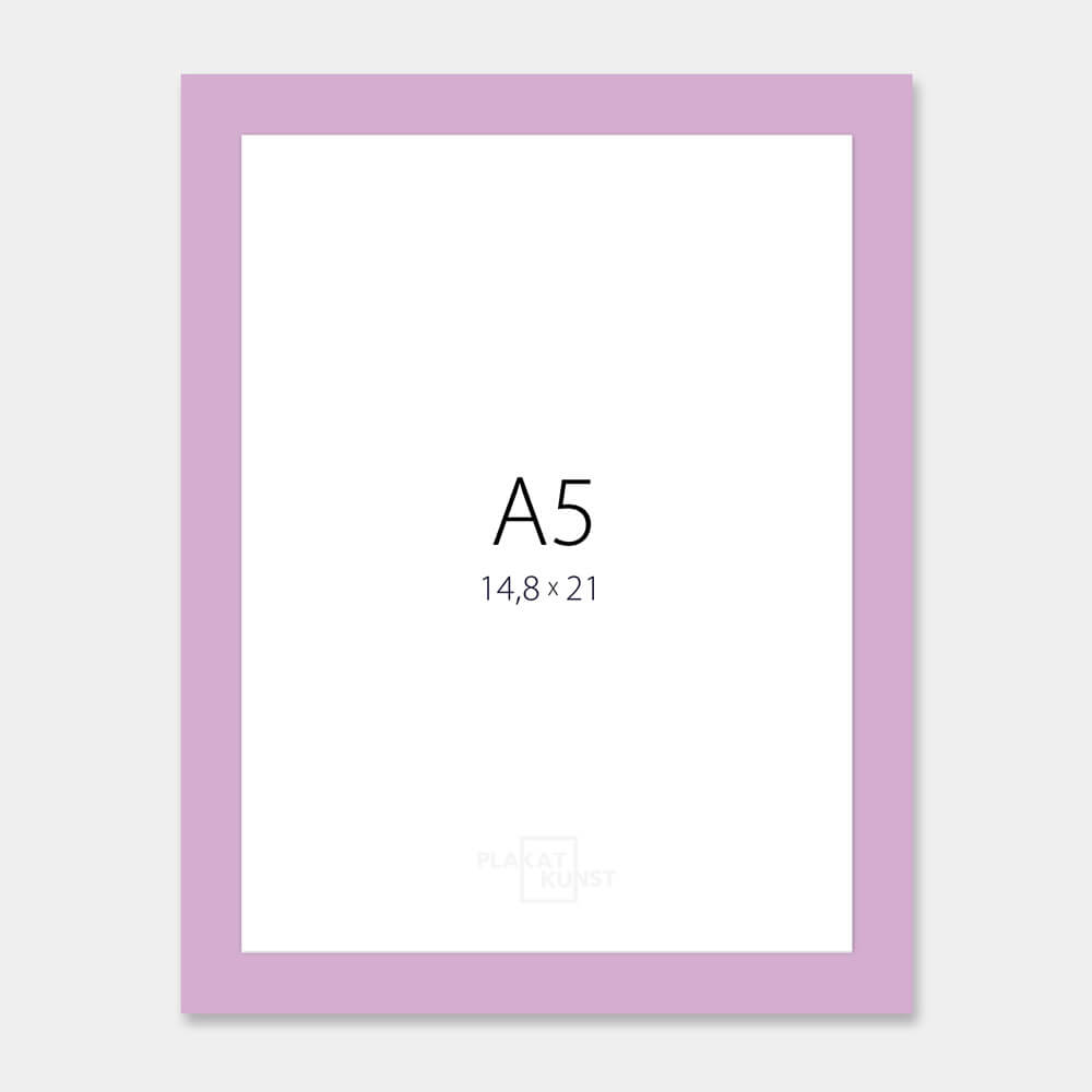 Lyserød blank træramme - Smal (13 mm) - A5 (15x21 cm)