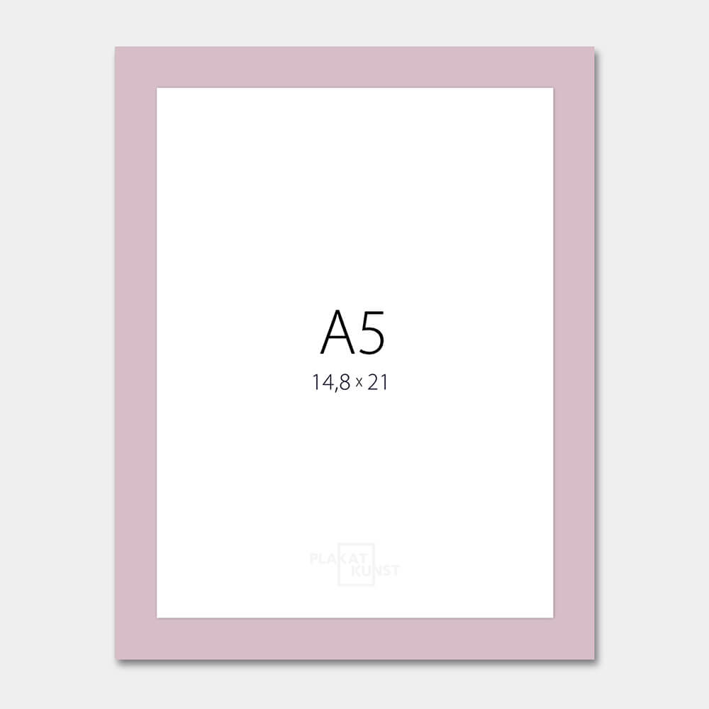 Lyserød mat træramme – Smal (15 mm) – A5 (15x21 cm)