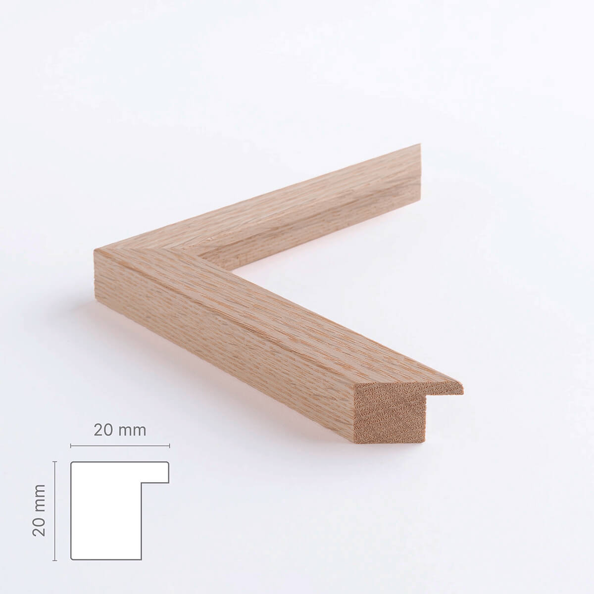 Massiv egetræsramme - Bred (20x20 mm)