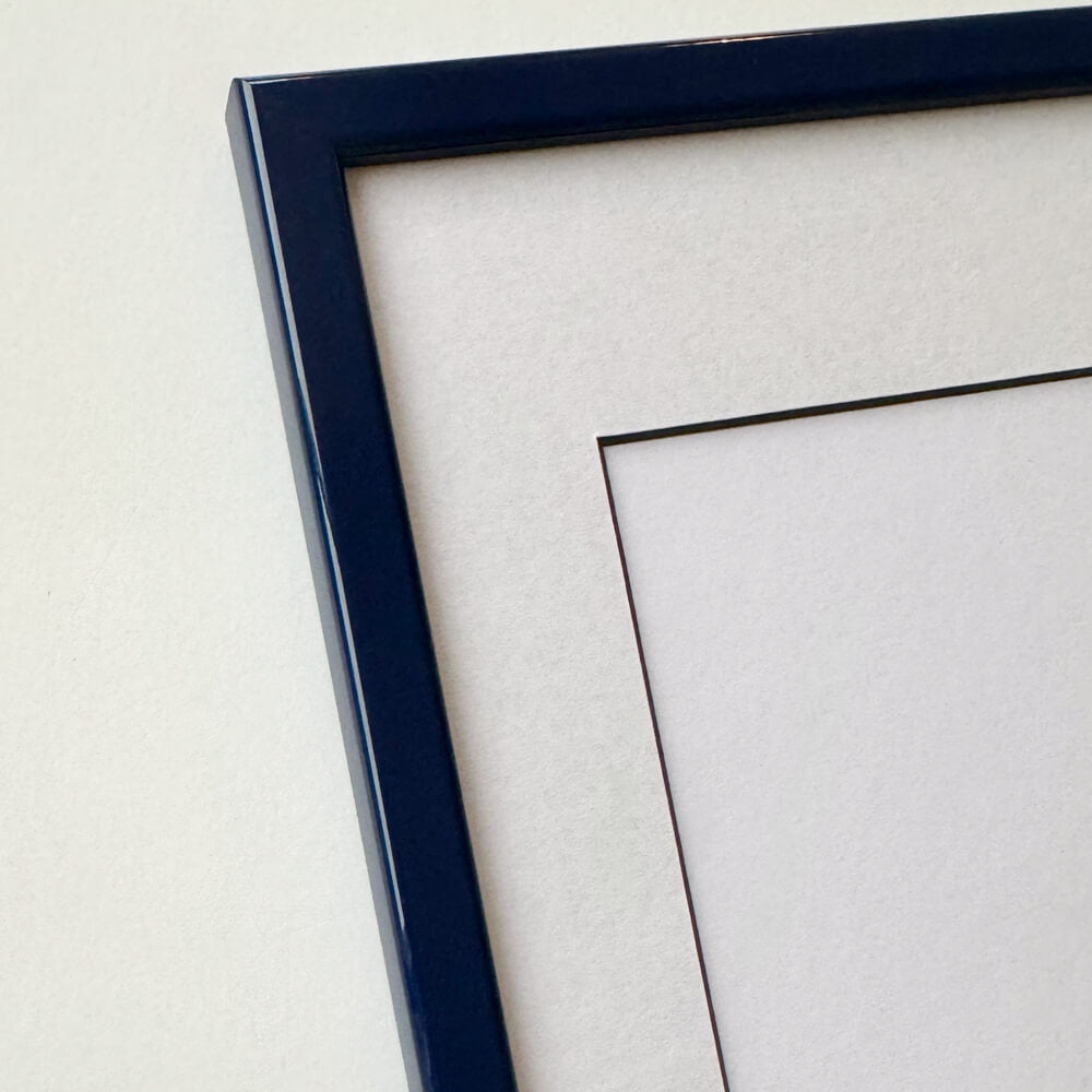 Mørk blå blank træramme - Smal (13 mm) - 30x30 cm
