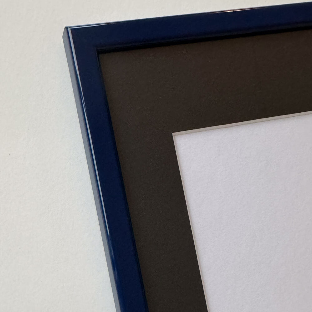 Mørk blå blank træramme - Smal (13 mm) - 30x30 cm