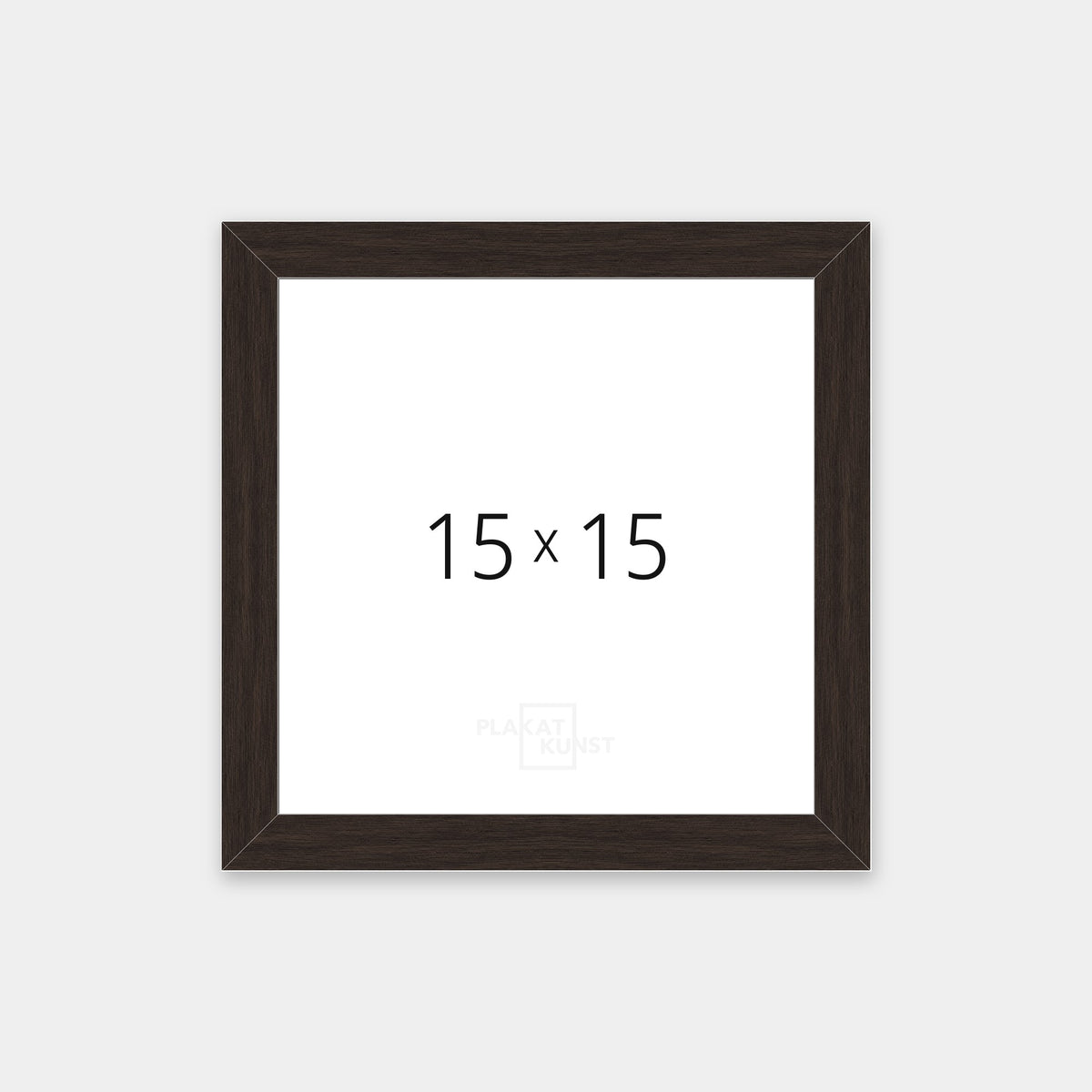 Mørk røget eg træramme med smal 15 mm front i 15×15 cm
