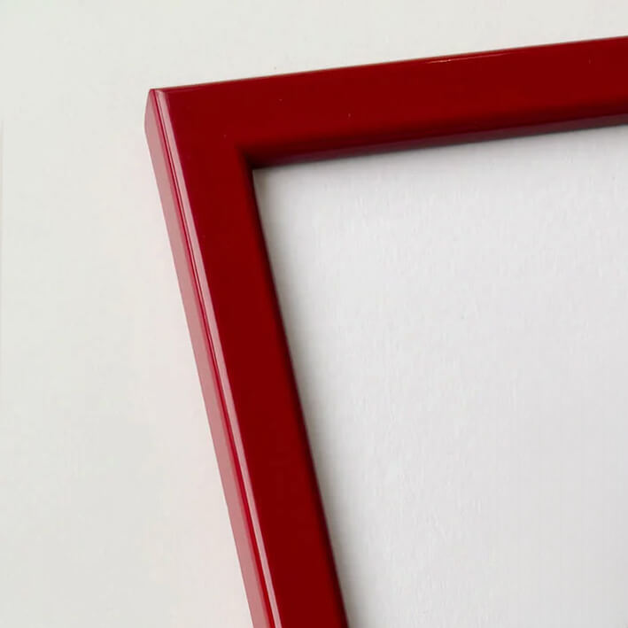 Mørk rød blank træramme - Smal (13 mm) - 40x40 cm