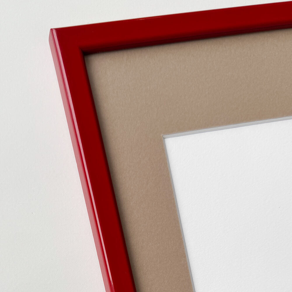 Mørk rød blank træramme – Smal (13 mm) – 40x50 cm