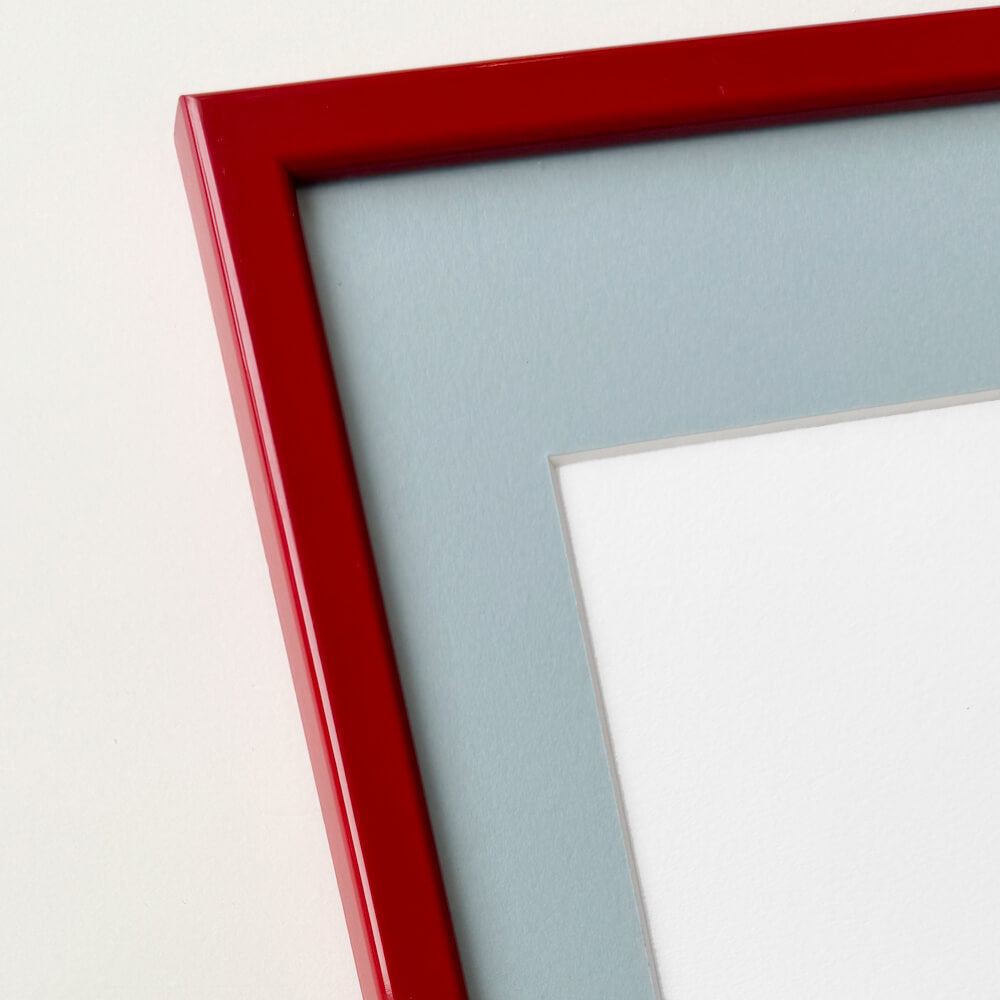 Mørk rød blank træramme – Smal (13 mm) – 40x50 cm
