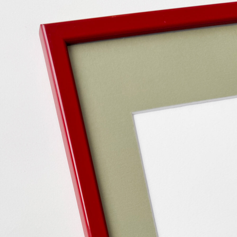 Mørk rød blank træramme - Smal (13 mm) - 50x70 cm
