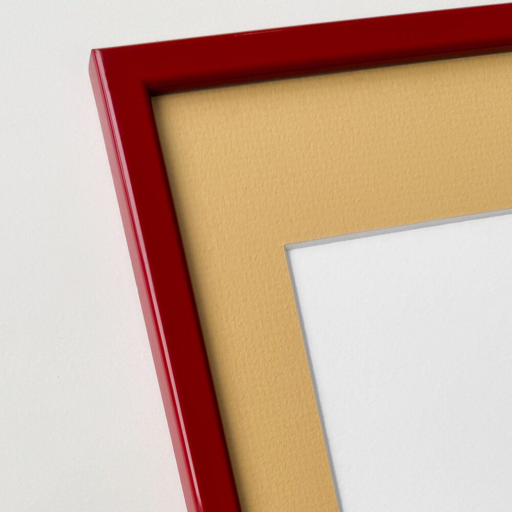 Mørk rød blank træramme - Smal (13 mm) - 50x70 cm