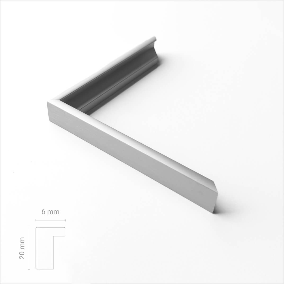 Sølv mat premium aluramme - Smal (6 mm)