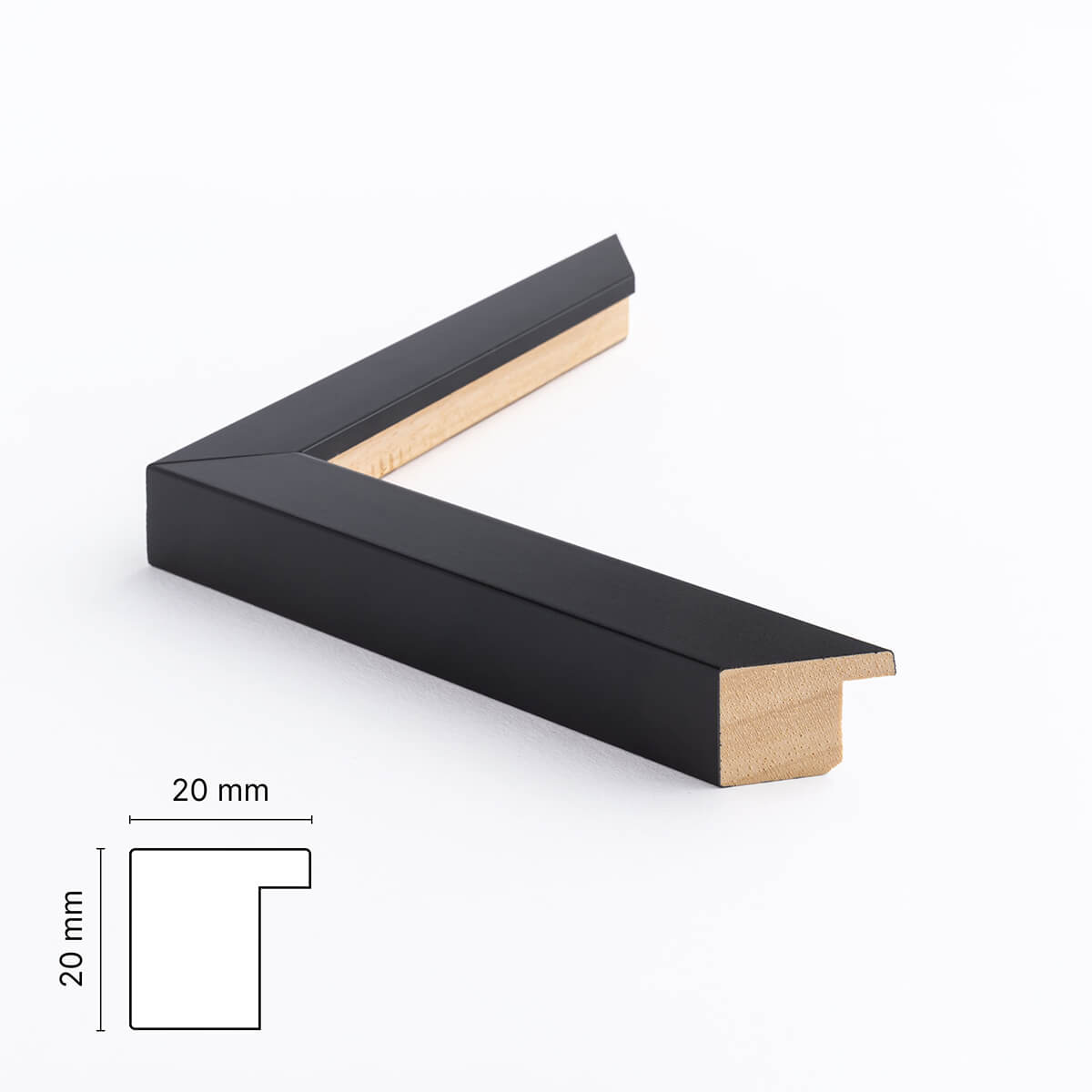 Sort træramme - Bred (20x20 mm)