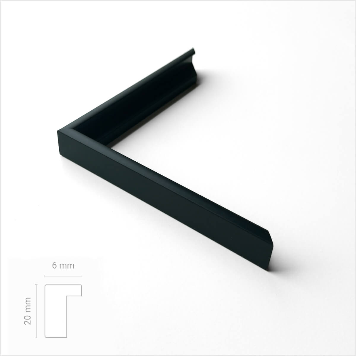 Sort premium aluramme - Smal (6 mm) - Specialmål