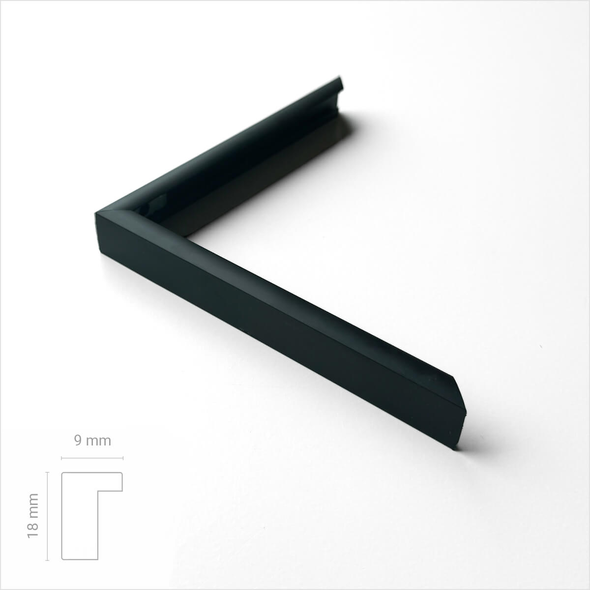 Sort aluramme - Smal (9 mm) - 30×30 cm