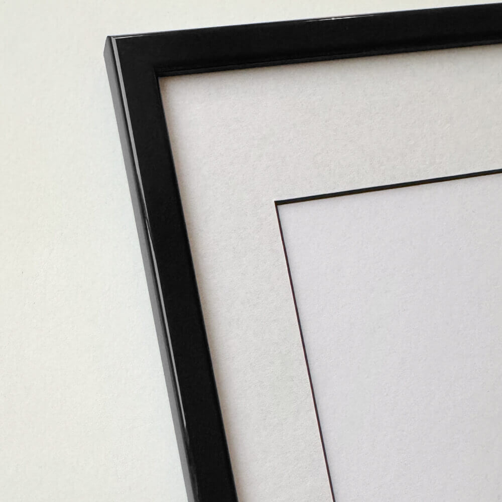Sort blank træramme - Smal (13 mm) - 40x50 cm
