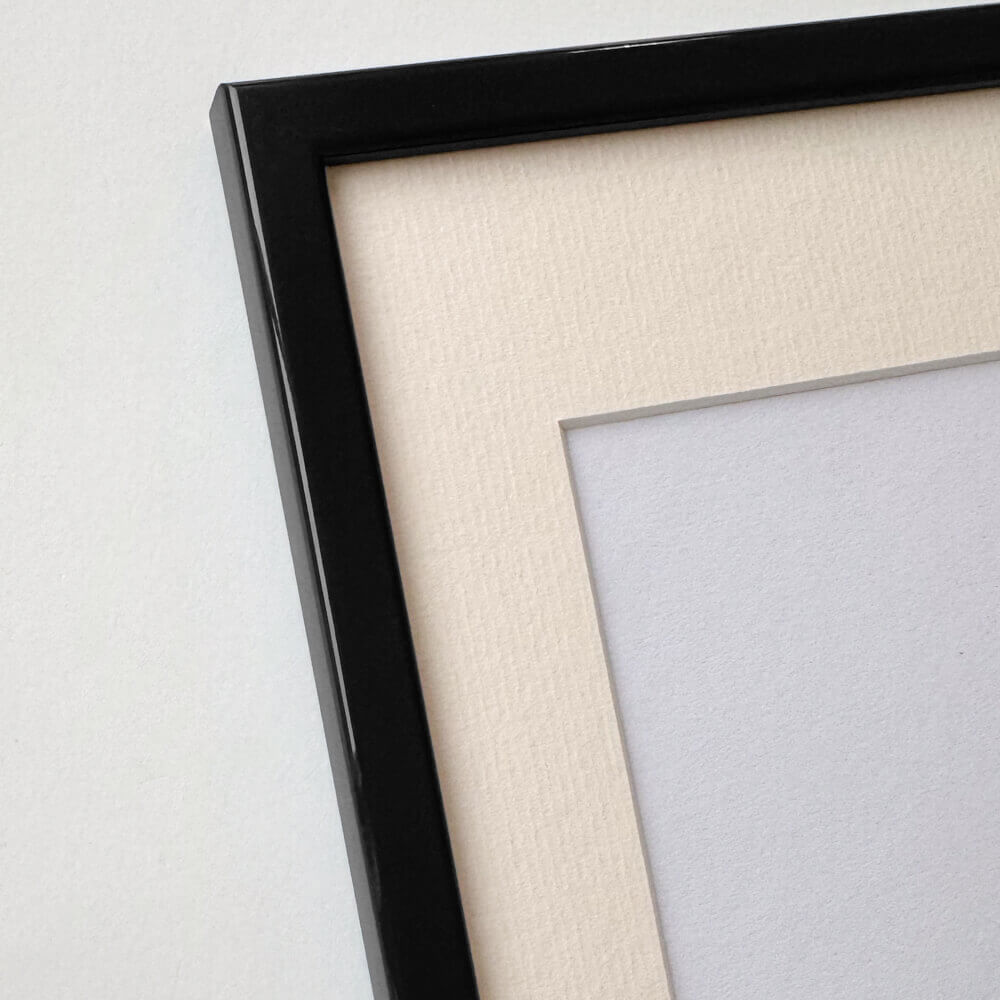 Sort blank træramme - Smal (13 mm) - 40x50 cm