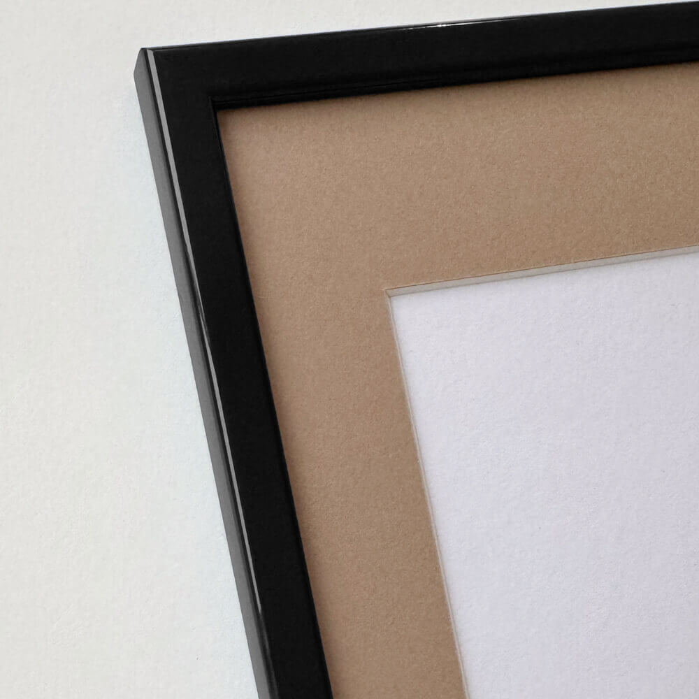 Sort blank træramme - Smal (13 mm) - 40x50 cm