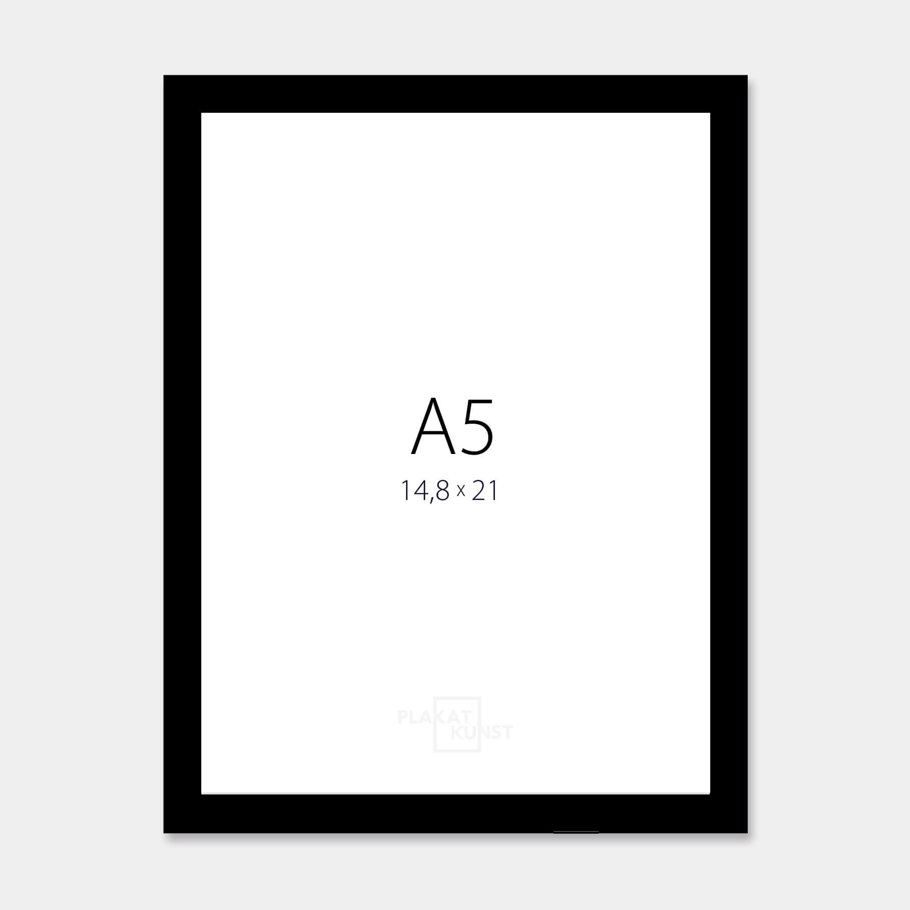Sort træramme – Smal (10 mm) – A5 (15x21 cm)