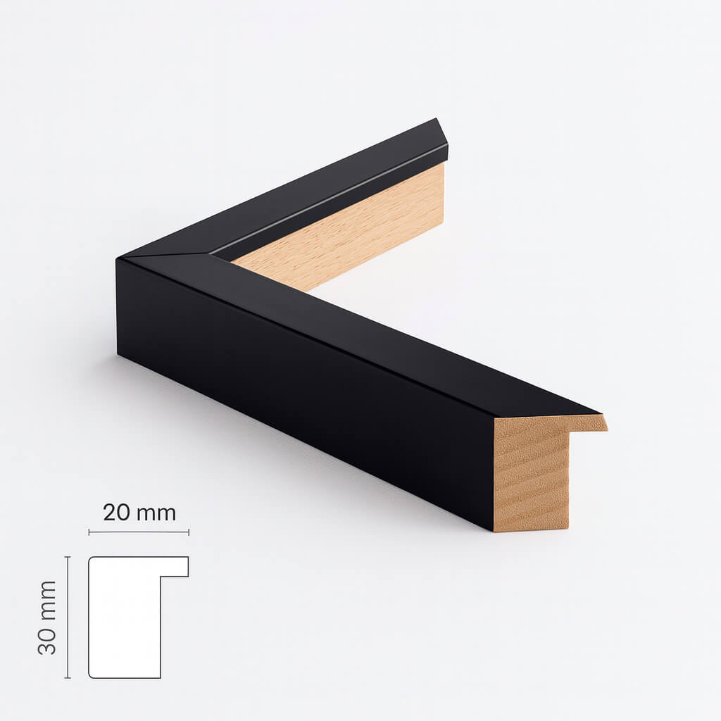 Sort træramme - Bred (20x30 mm)