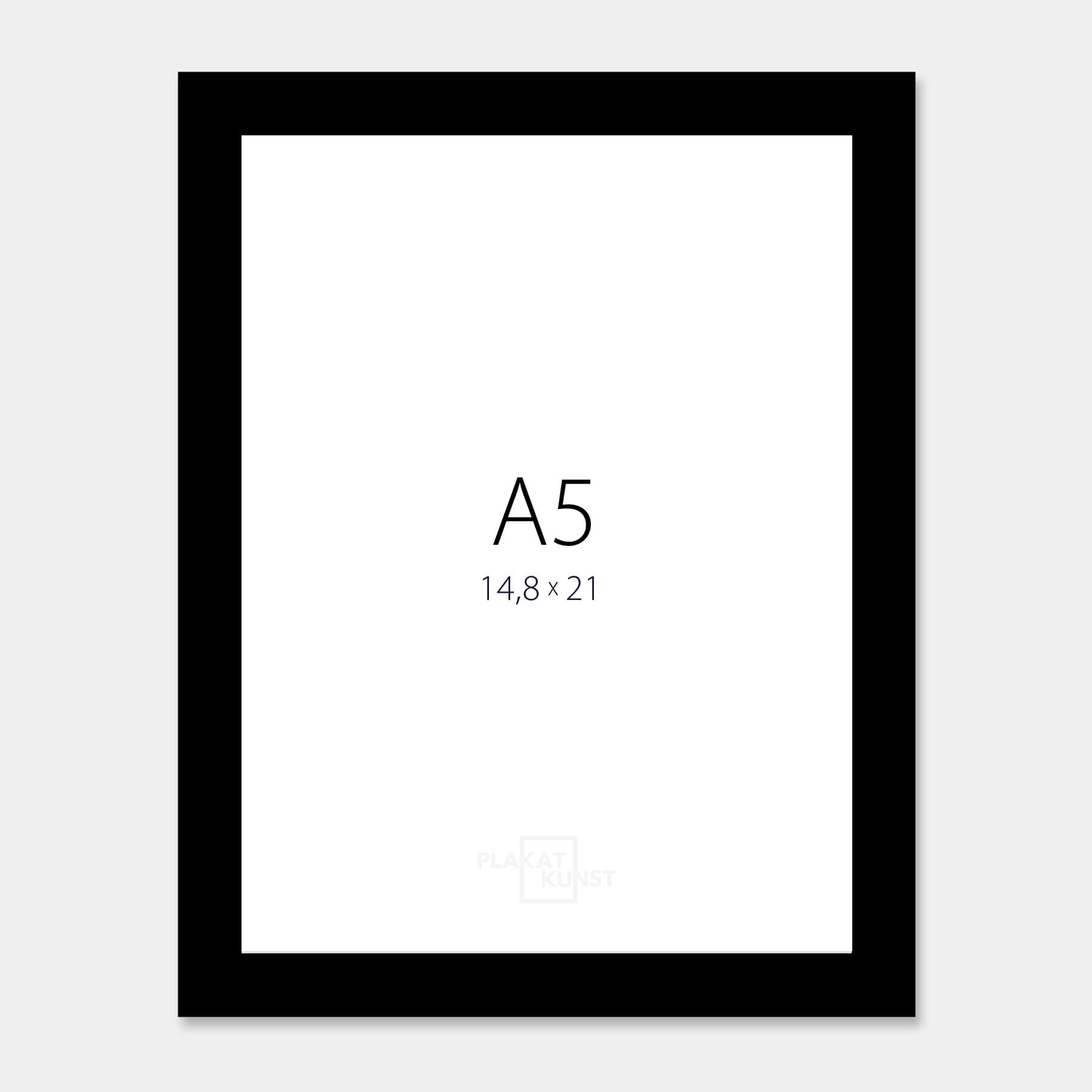 Sort blank træramme - Smal (13 mm) - A5 (15x21 cm)