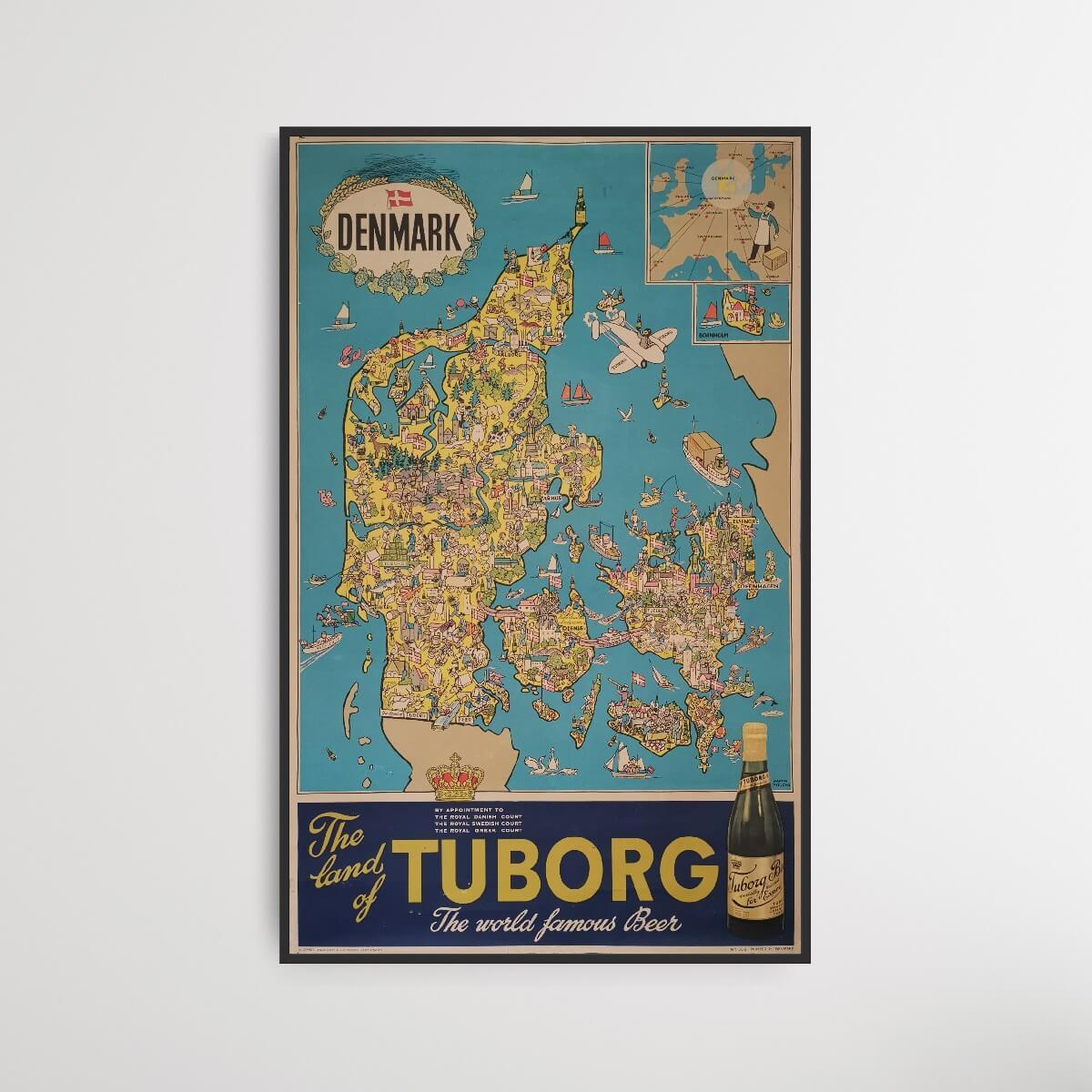 Ved lov Konsultation stof Danmark - The Land of Tuborg | Originalt vintage litografi | PlakatKunst