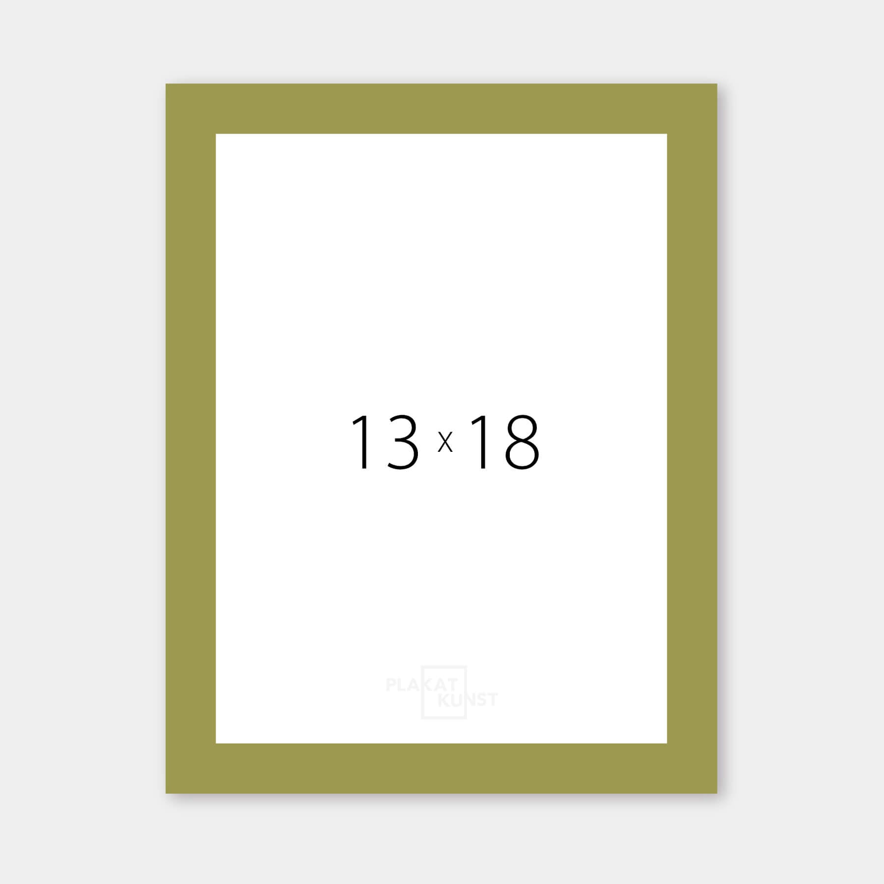 Olivengrøn mat træramme – Smal (15 mm) – 13x18 cm