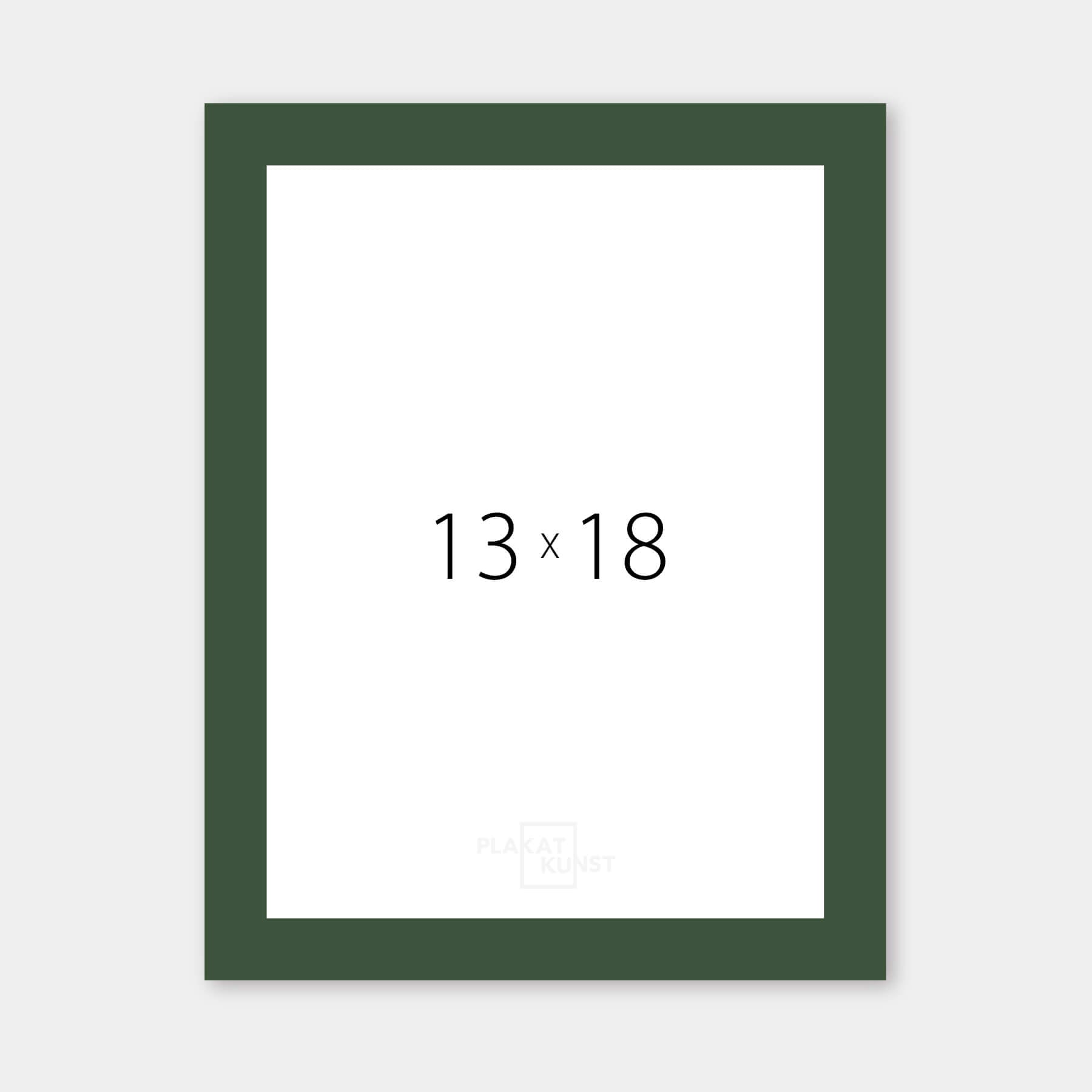 Mørk grøn mat træramme – Smal (15 mm) – 13x18 cm