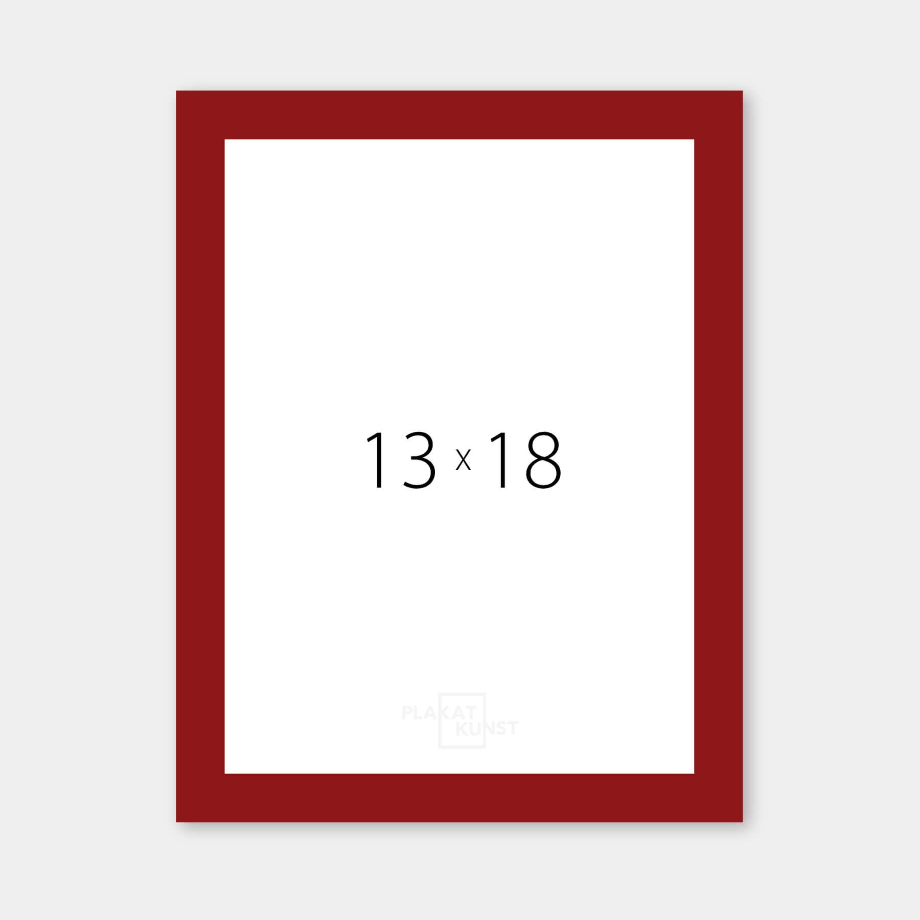 Mørk rød blank træramme – Smal (13 mm) – 13x18 cm