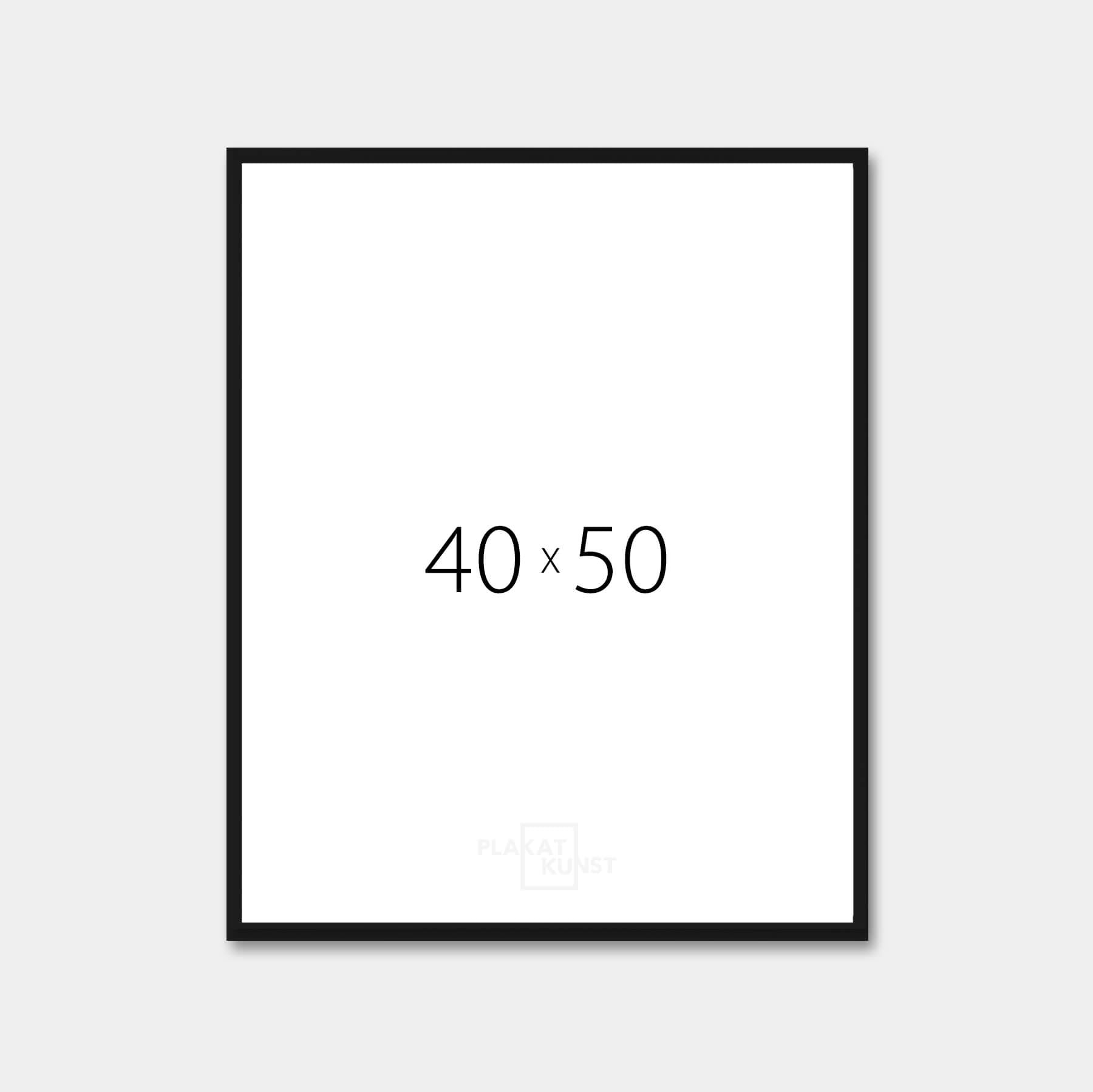 Sort aluramme - Smal (9 mm) - 40x50 cm
