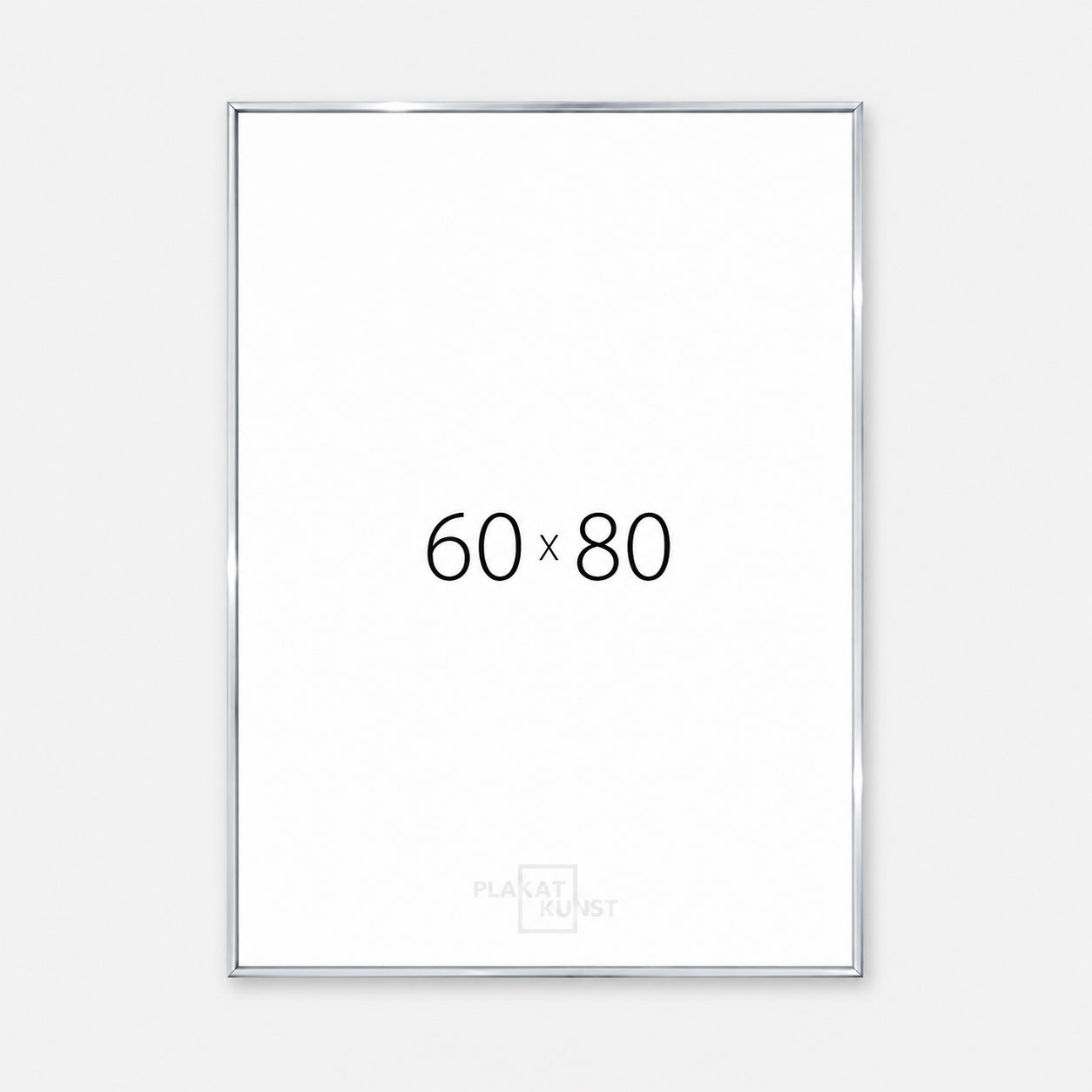 Blank sølv premium aluramme - Smal (6 mm) - 60x80 cm