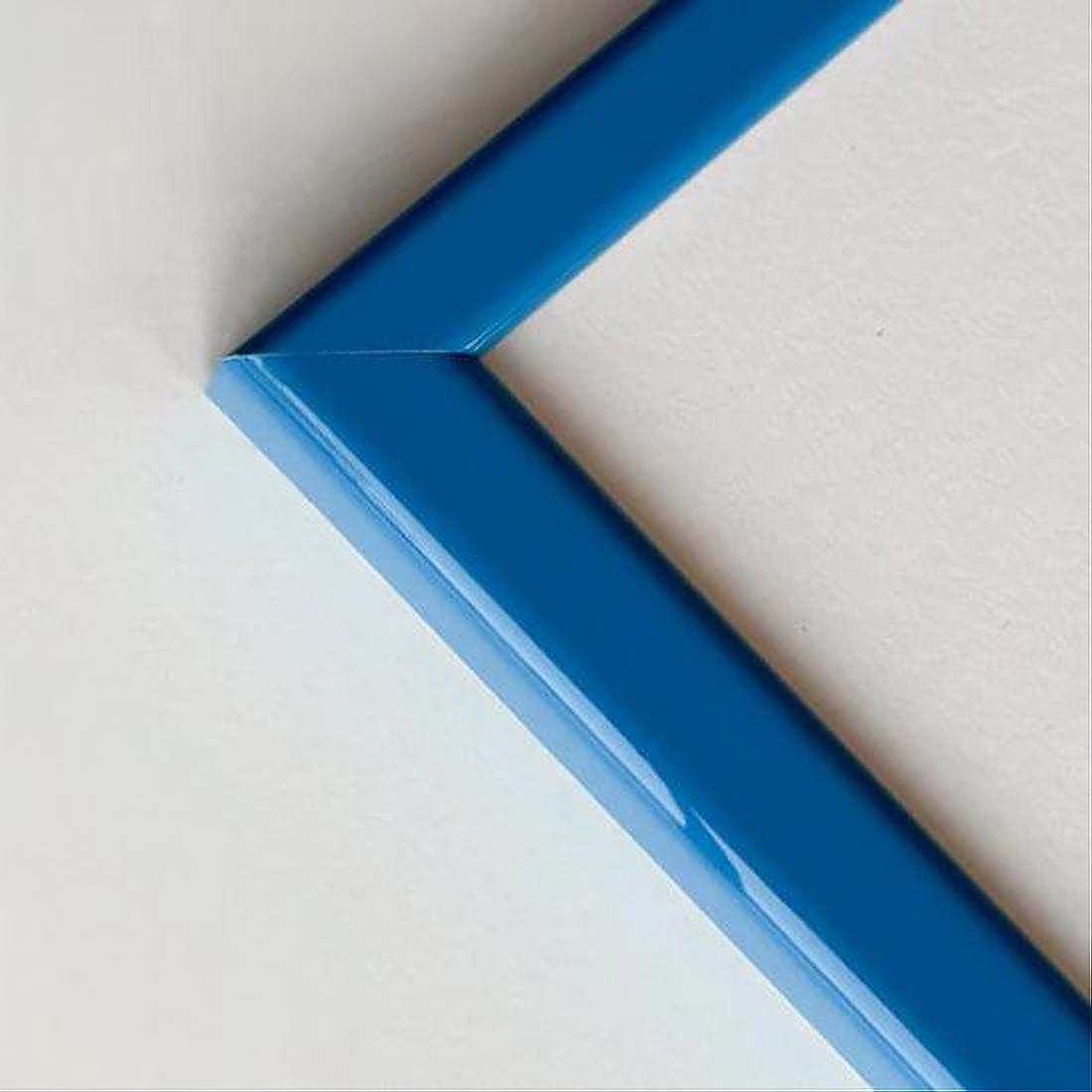 Blå blank træramme - Smal (13 mm) - Specialmål
