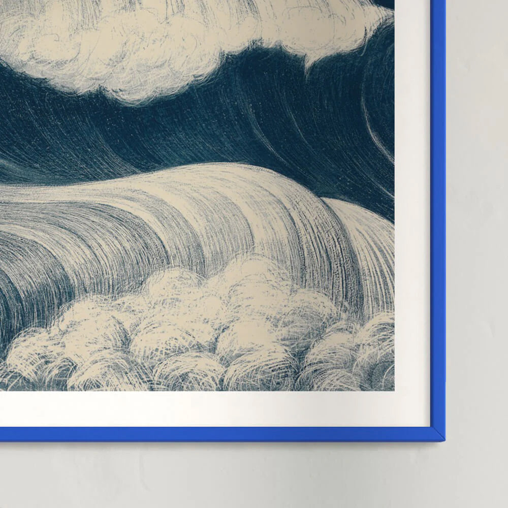 Blå mat træramme - Smal (15 mm)