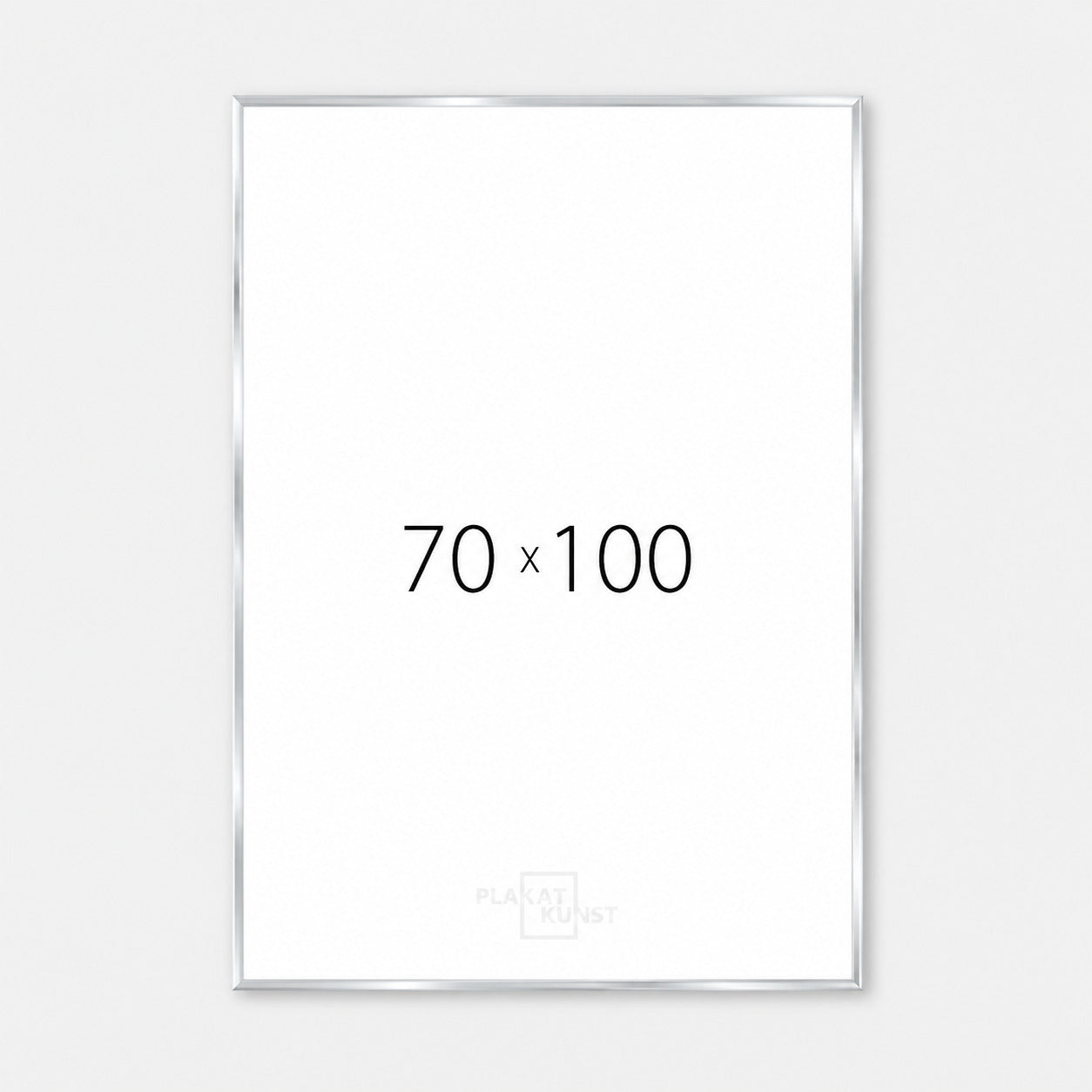 Blank sølv premium aluramme - Smal (6 mm) - 70x100 cm