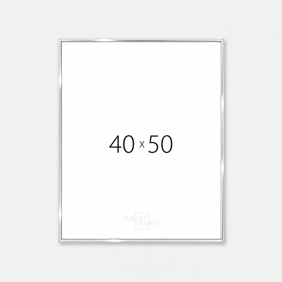 Blank sølv premium aluramme - Smal (6 mm) - 40x50 cm