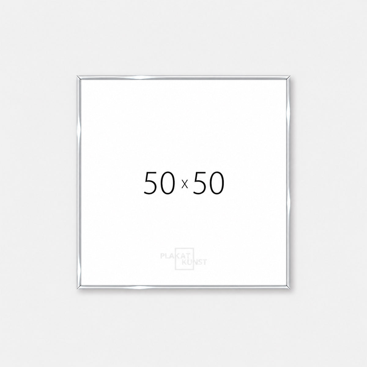 Blank sølv premium aluramme - Smal (6 mm) - 50x50 cm