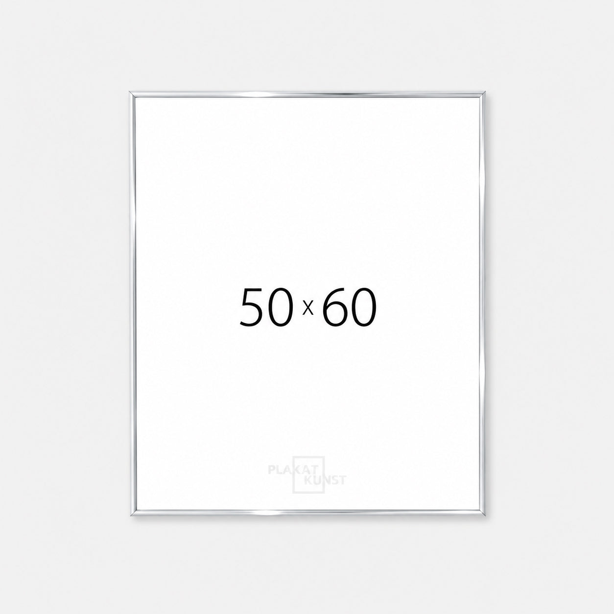 Blank sølv premium aluramme - Smal (6 mm) - 50x60 cm
