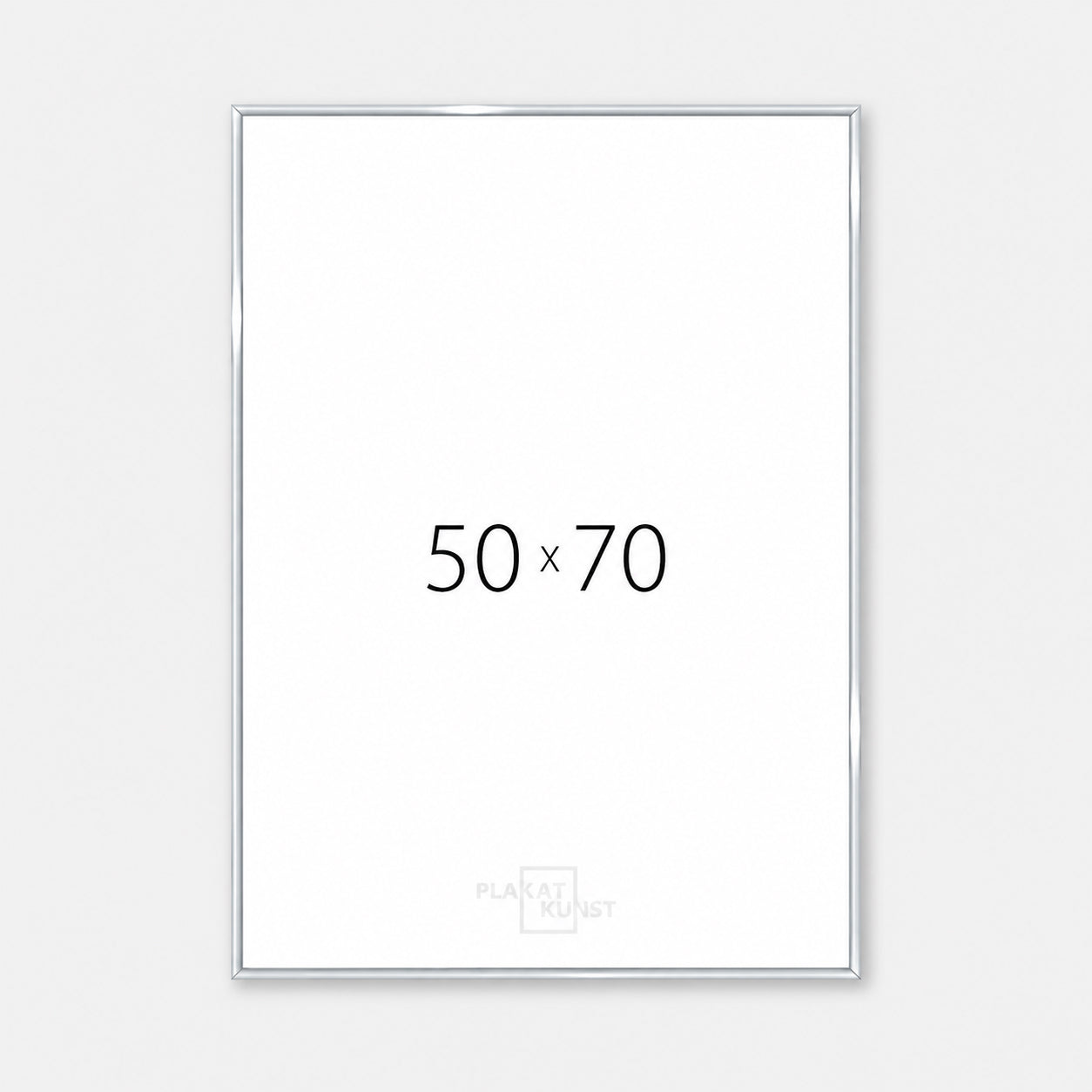 Blank sølv premium aluramme - Smal (6 mm) - 50x70 cm